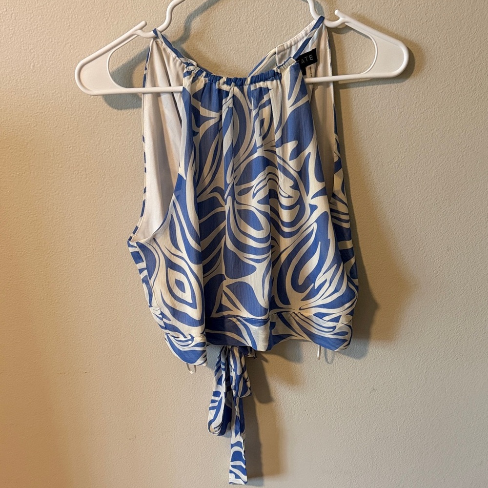 1. State Blue and White Tie-Back Halter